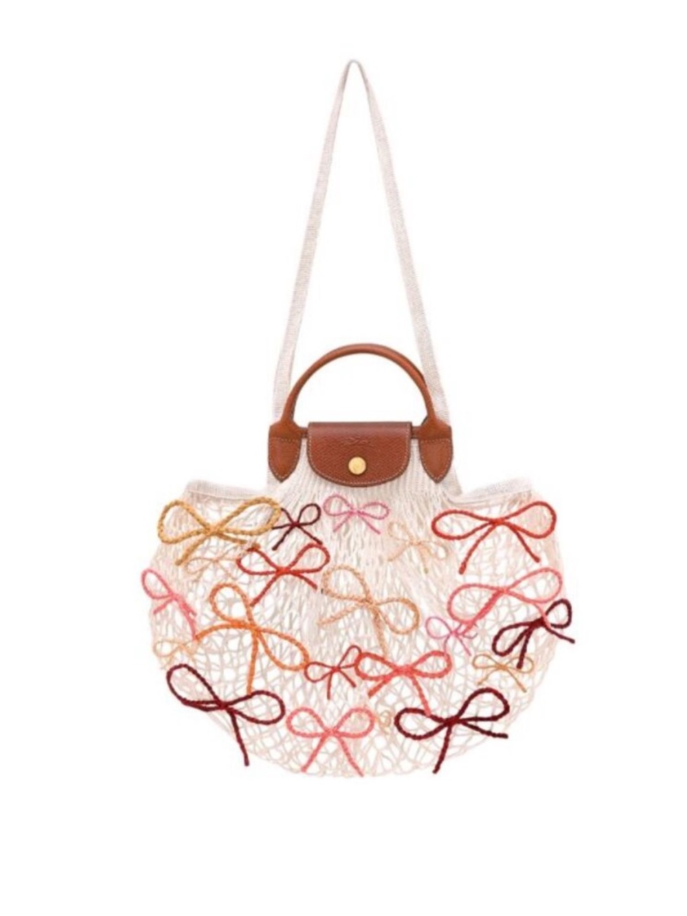 Longchamp Women `Le Pliage Filet Raphia` Large Mesh Bag - Picture 3 of 6